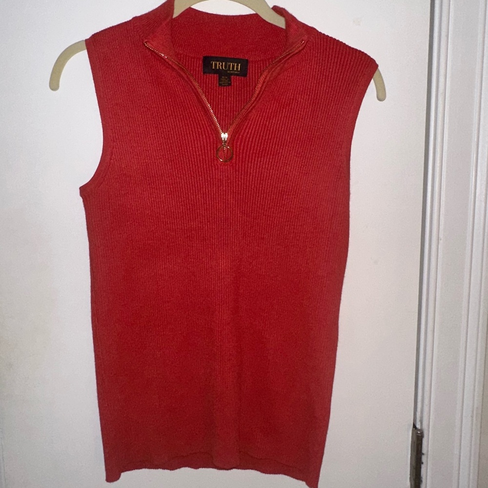 Truth by Republic Vibrant Red Zip-Up Vest Top